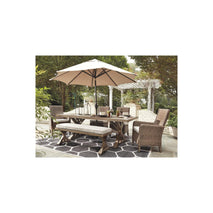 Beachcroft Outdoor Dining Table and 4 Chairs and Bench (PKG000284)
