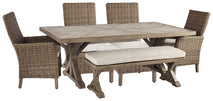 Beachcroft Outdoor Dining Table and 4 Chairs and Bench (PKG000284)