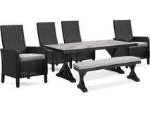Beachcroft Outdoor Dining Table and 4 Chairs and Bench (PKG016790)